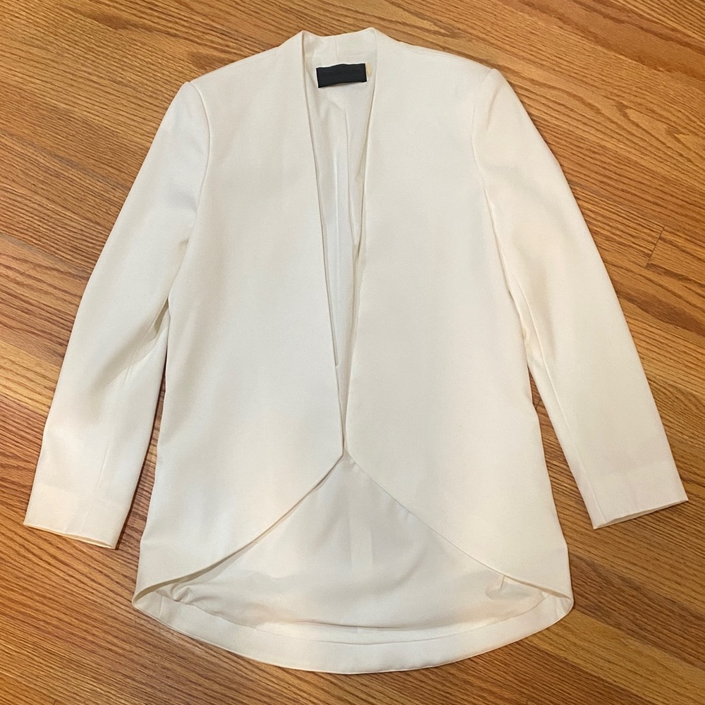 Blaque Label Dellana collarless white blazer jacket